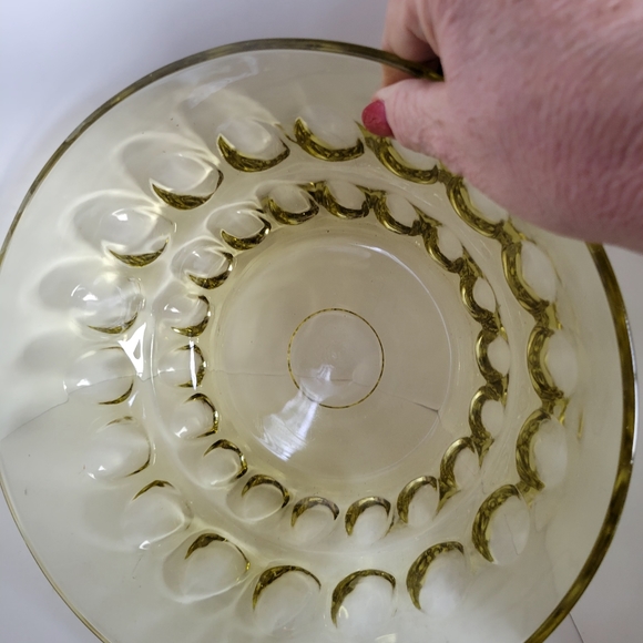Vintage Indiana Green Glass Coin Dot Large Salad Bowl 10 1/2" Diameter 5" Tall - Picture 4 of 5